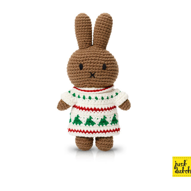 miffy(ミッフィー)のメラニーニーナジャストダッチ【クリスマスワンピース】あみぐるみ★着せ替え可 ハンドメイドのぬいぐるみ/人形(あみぐるみ)の商品写真