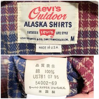 USA製 リーバイス アラスカシャツ メンズM ネルシャツ 90s 古着 赤 青