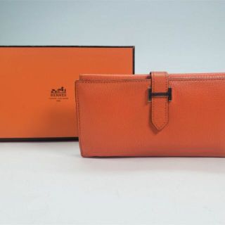HERMES エルメス ベアンスフレ オレンジ 刻印□H22N 長財布 | www