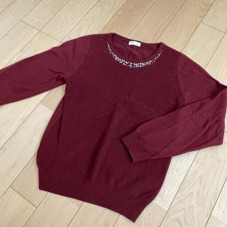 インデックス(INDEX)の【美品・最安値】index♡洗えるビジューニット 赤 臙脂色 Mサイズ トップス(ニット/セーター)