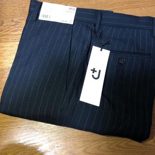 UNIQLO - ＋J ウールブレンドパンツ ストライプ ウエスト73cm Navyの ...