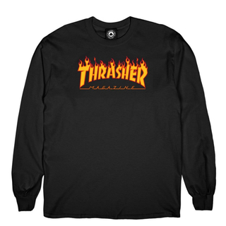 スラッシャー(THRASHER)のUS企画 黒M Thrasher MAG ロンT Flame Supreme (Tシャツ/カットソー(七分/長袖))