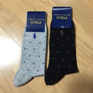 ポロラルフローレン(POLO RALPH LAUREN)のメンズ ハイソックス 水玉 新品 黒 グレー(ソックス)