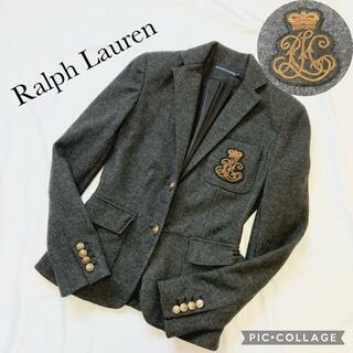 ラルフローレン(Ralph Lauren)の【美品】Ralph Lauren ワッペン付き 金ボタン ジャケット グレー M(テーラードジャケット)