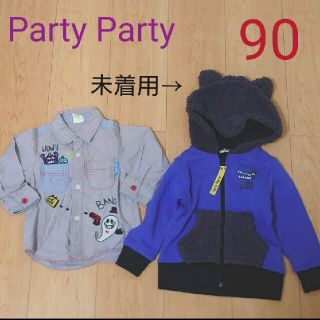 パーティーパーティー(PARTYPARTY)の未着用　USED　PartyParty　オオカミパーカー　おばけシャツ　90(Tシャツ/カットソー)