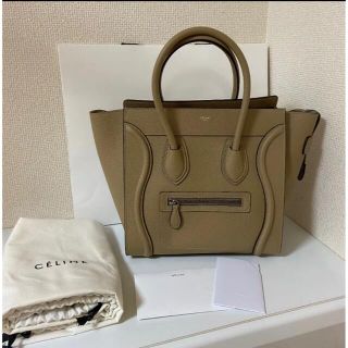 セリーヌ(celine)の美品 ほぼ新品 セリーヌ ラゲージ マイクロ / ドラムドカーフスキン デューン(ハンドバッグ)