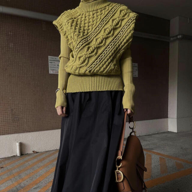 【AMERI】LAYERED SLANT CABLE KNIT SET