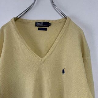 ラルフローレン(Ralph Lauren)の古着 90s POLO Ralph Lauren ニット セーター Vネック 黄(ニット/セーター)