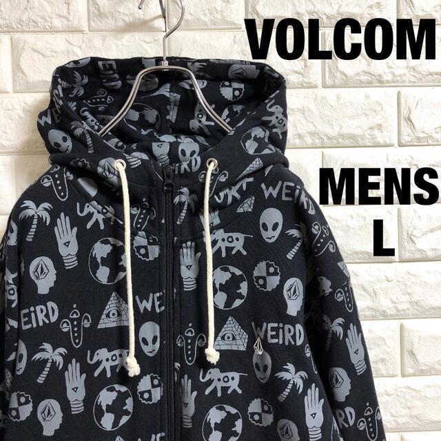 V O L C M ボルコムリバーシブルパーカー総柄と黒Lサイズ ステルス