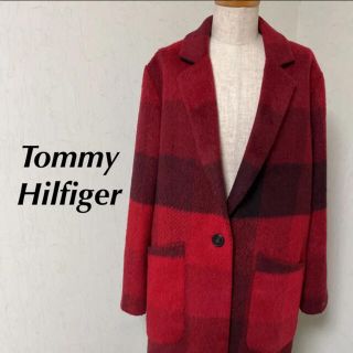 チェスターコート　トミーヒルフィガー　Tommy hilfiger 赤　チェック(チェスターコート)