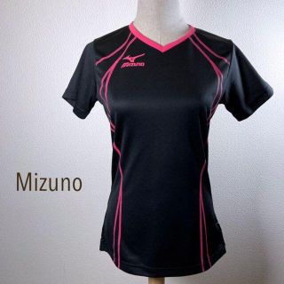 ミズノ(MIZUNO)のMizuno Tシャツ トレーニングウェア レディース Mサイズ 黒 × ピンク(Tシャツ(半袖/袖なし))