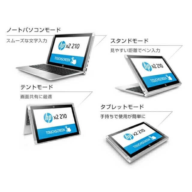 HP(ヒューレットパッカード)の64GB SSD Windows 10 Pro HP 2in1 ノートPC スマホ/家電/カメラのPC/タブレット(ノートPC)の商品写真