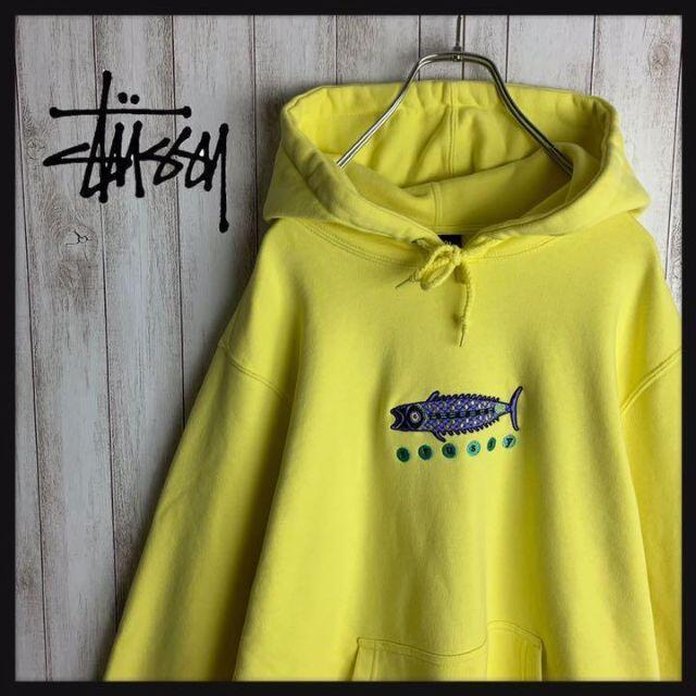 希少カラー】ステューシー☆センター刺繍ロゴ 肉厚パーカー 入手困難