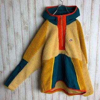 【希少カラー】ナイキ　スウェット　ハーフジップ　ボーダー　ワンポイント刺繍　希少