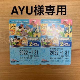 ディズニー(Disney)のディズニーリゾートライン2daypassおとな2枚(遊園地/テーマパーク)