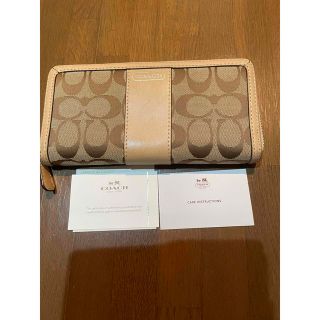 コーチ(COACH)の【中古】COACH 長財布　ベージュライン(長財布)