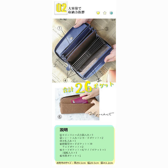 ラウンドジップ　多機能　長財布 レディースのファッション小物(財布)の商品写真