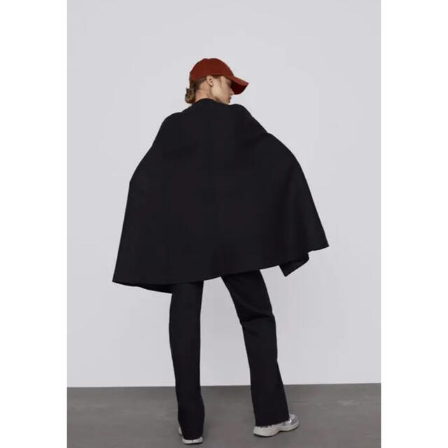 ワンピなど最旬ア! 【美品】ZARA ザラ ポンチョ ケープコート 黒 即