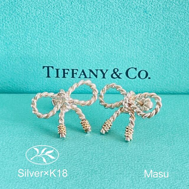 ピアスTIFFANY\u0026Co. ティファニー　 オープンハートにゴールドのコンビピアス