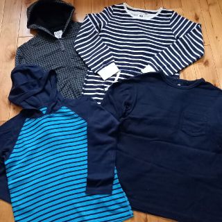 ユニクロ(UNIQLO)の140/150　ユニクロキッズ　プルーオーバーチュニックパーカー4点セット(Tシャツ/カットソー)