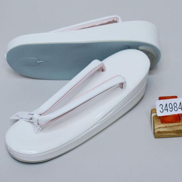 草履 高級 三段草履 合皮 Sサイズ 白×ピンク NO34984 レディースの靴/シューズ(下駄/草履)の商品写真