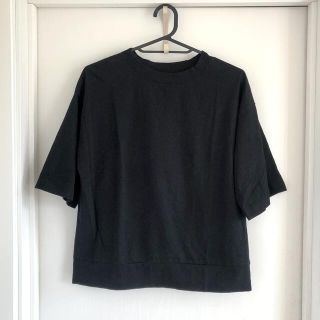 ムジルシリョウヒン(MUJI (無印良品))の【無印良品】クルーネック 五分袖Tシャツ／ブラック(Tシャツ(半袖/袖なし))