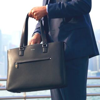 Paul Smith クラシックエンボス レザー トートバッグ ネイビー-