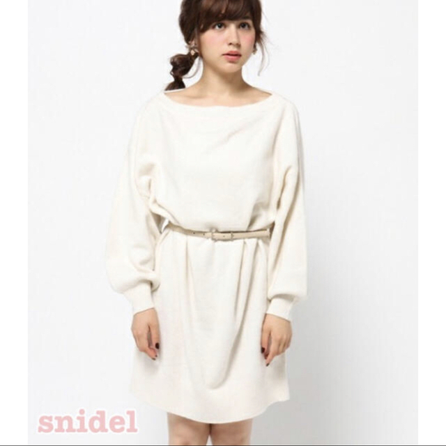 【未使用】snidel 白ニットワンピ レディースのワンピース(ひざ丈ワンピース)の商品写真