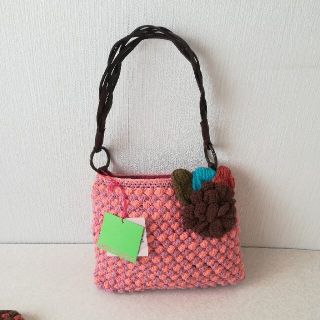 ヒューマンウーマン(HUMAN WOMAN)の新品■本革UNIKO COLLEZIONEショルダーバックBAGウニコ編みピンク(ショルダーバッグ)