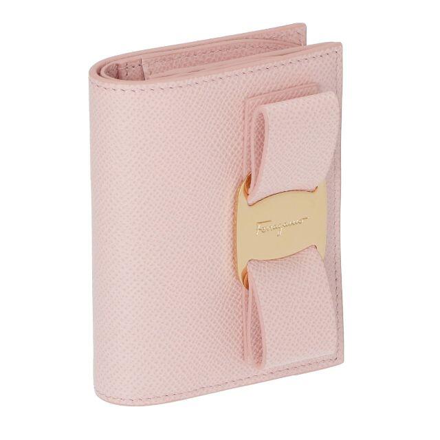 未使用 正規品 フェラガモ 二つ折り財布 レディース ピンク レザー