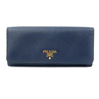 プラダ(PRADA)のプラダ PRADA サフィアーノ 長財布 二つ折り レザー 青(財布)