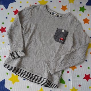 ニットプランナー(KP)のKPboy 袖折り返し長袖Tシャツ 140cm 車刺繍 ニットプランナーボーイ(Tシャツ/カットソー)