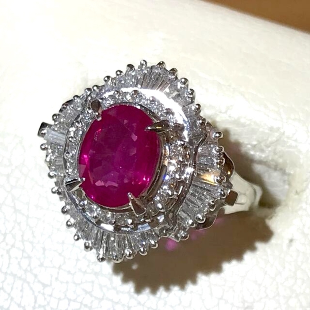 ☆Pt900 ルビー1.61ct&ダイヤリング 鑑別書付き☆ レディースのアクセサリー(リング(指輪))の商品写真