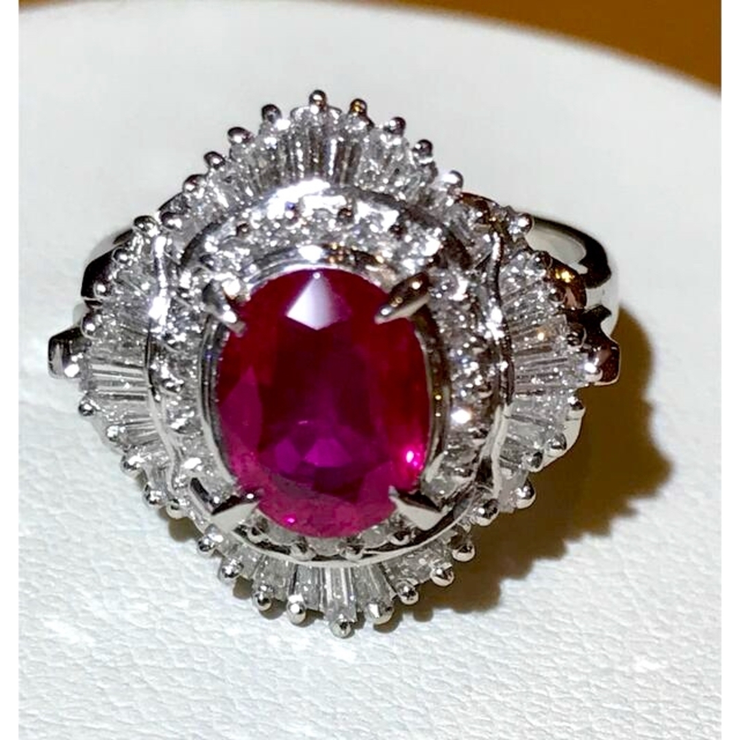 ☆Pt900 ルビー1.61ct&ダイヤリング 鑑別書付き☆ レディースのアクセサリー(リング(指輪))の商品写真