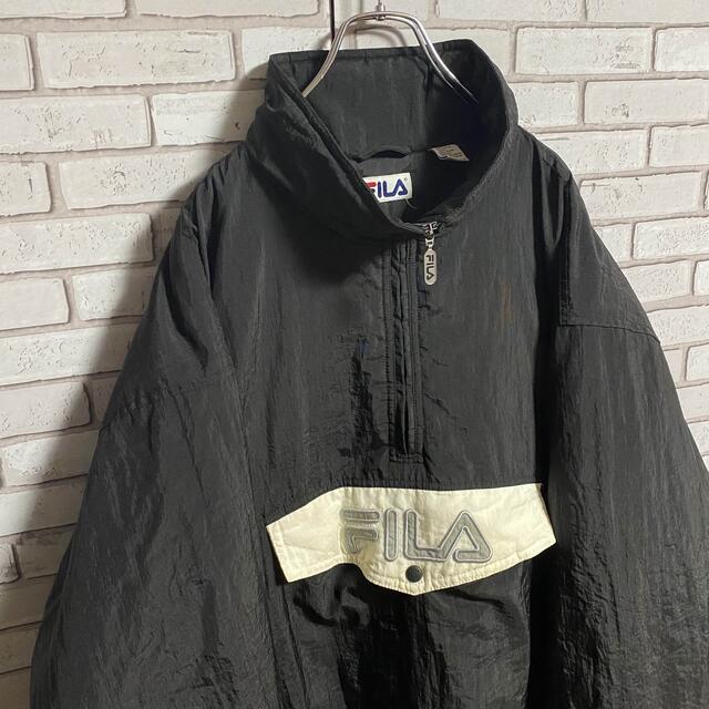 【予約中！】 90s フィラ FILA ハーフジップ 刺繍ロゴ ナイロンジャケット XL 古着 ナイロンジャケット