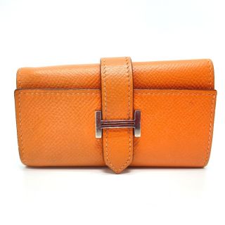 エルメス(Hermes)のエルメス HERMES ベアン H金具 4連 キーケース ヴォーエプソン I□刻 オレンジ(キーケース)