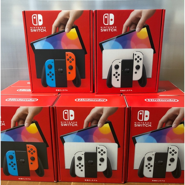 Nintendo Switch(ニンテンドースイッチ)のNintendoSwitch 有機ELモデル ホワイト×6ネオン×2 エンタメ/ホビーのゲームソフト/ゲーム機本体(家庭用ゲーム機本体)の商品写真