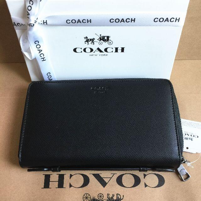 コーチ COACH 長財布 F93509 ブラック ダブルジップ メンズ財布-