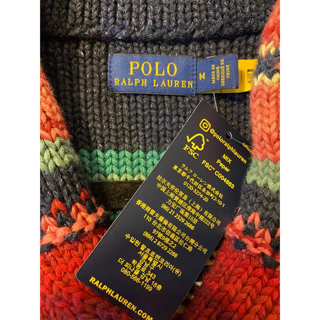 POLO RALPH LAUREN(ポロラルフローレン)のお値下げ　新品、未使用　polo ラルフローレン　ネイティブカーディガン　M レディースのトップス(カーディガン)の商品写真