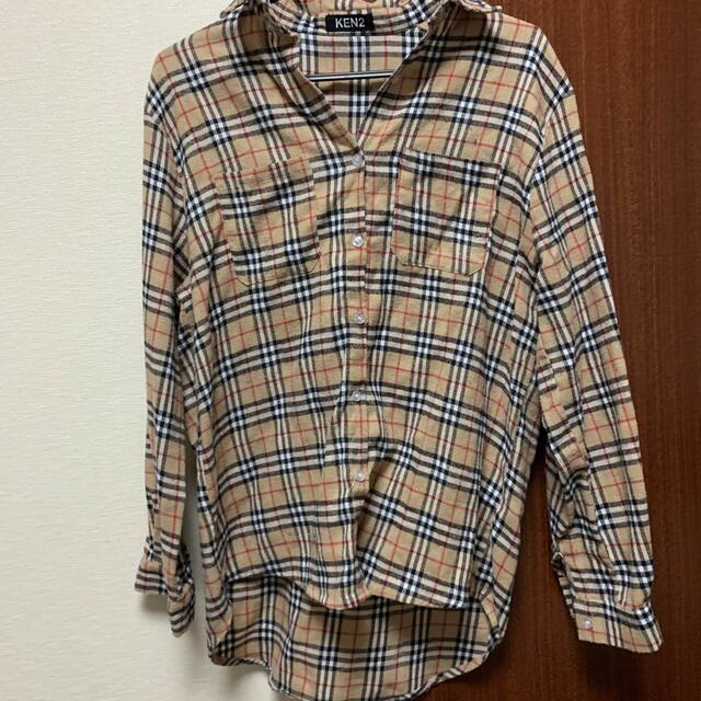 柄シャツ 古着 チェックシャツ レディースのトップス(Tシャツ(半袖/袖なし))の商品写真