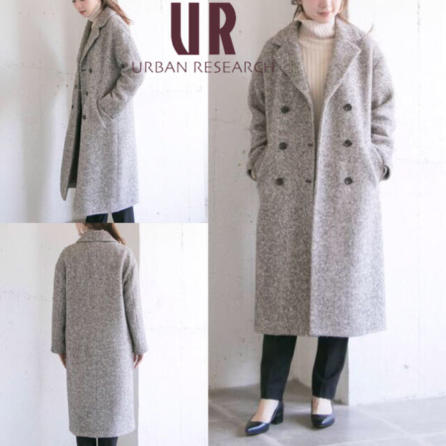 URBAN RESEARCH(アーバンリサーチ)のURBAN RESEARCH ヘリンボーン　チェスターコート　ウール レディースのジャケット/アウター(チェスターコート)の商品写真