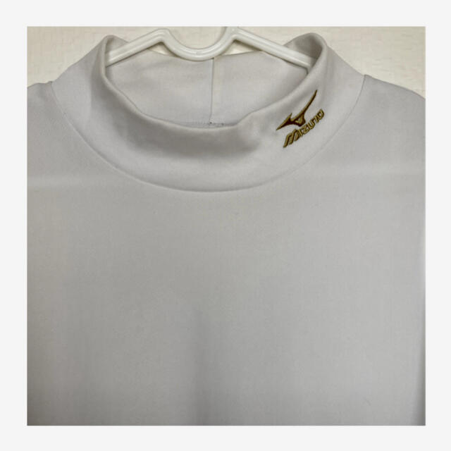 MIZUNO(ミズノ)のMIZUNOミズノハイネック長袖シャツ＊白紺金＊2Lサイズ¥800 メンズのトップス(Tシャツ/カットソー(七分/長袖))の商品写真