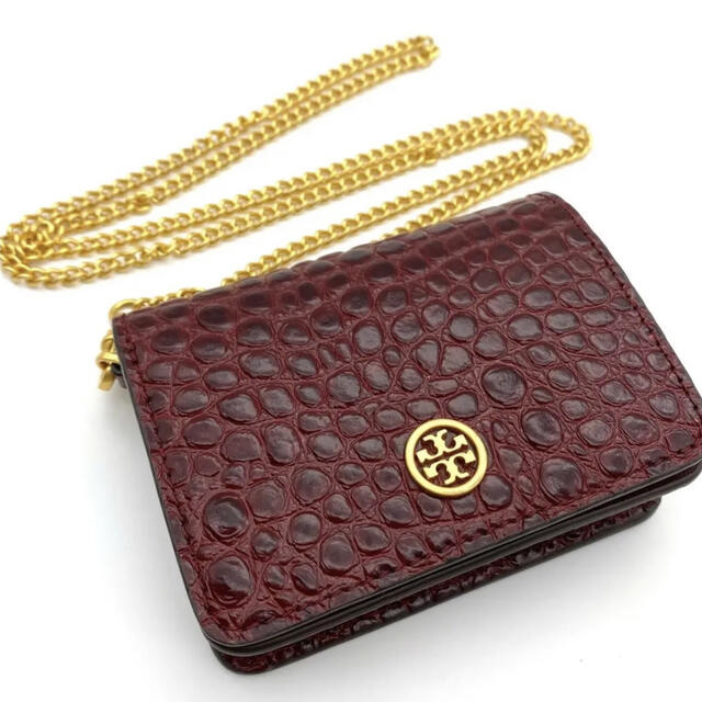 美品❤鑑定済!TORY BURCH トリーバーチ チェーンウォレット クロコ