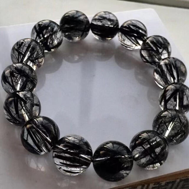 天然】ブラックルチルクォーツ ブレスレット 15mm marzinternational