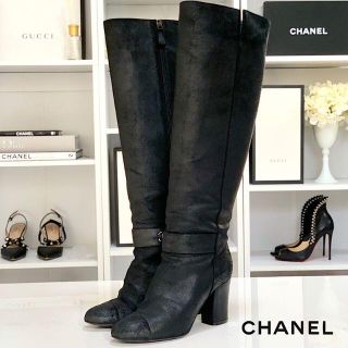 シャネル(CHANEL)の3380 シャネル ココマーク ロングブーツ ブラック(ブーツ)