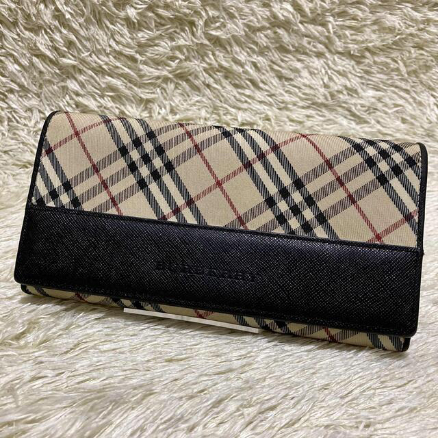 BURBERRY 箱付き✨美品 バーバリー 長財布 ノバチェック がま口 レザー ブラックの通販 by used collection｜バーバリー ならラクマ