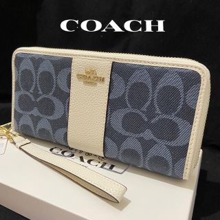 コーチ(COACH)の削除前セール❤️コーチ 2021新作ストラップ付デニム×レザー 長財布(財布)