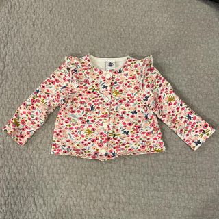 プチバトー(PETIT BATEAU)のプチバトー　フラワーカーディガン　12m 73㎝(カーディガン/ボレロ)