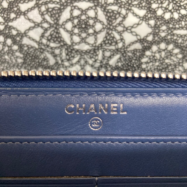 CHANEL(シャネル)の正規品★極美品 シャネル 長財布 ドーヴィル ジャガード生地 グレー ブルー レディースのファッション小物(財布)の商品写真