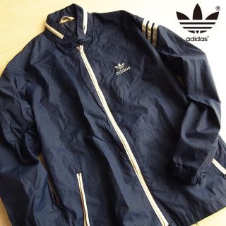 アディダス(adidas)の美品 Sサイズ オールドアディダス 80s ナイロンジャケット ネイビー(ナイロンジャケット)